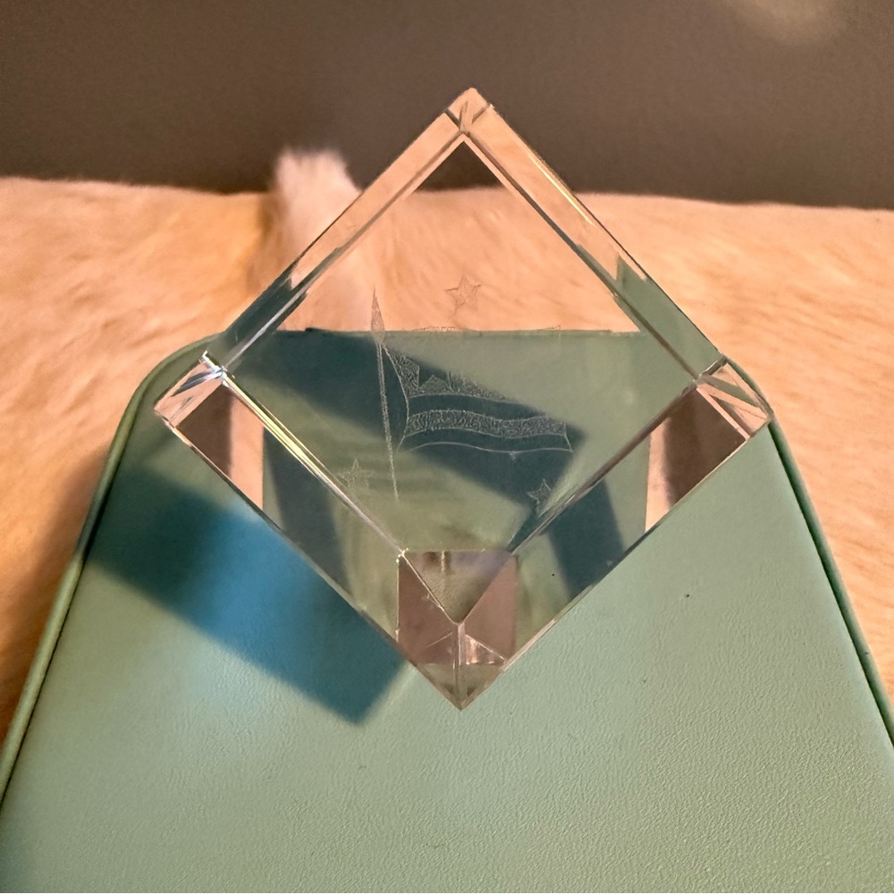 3D Laser Etched American Flag Crystal Paperweight